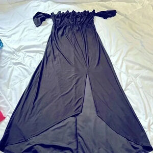 Venus black off shoulder dress size small ruched top